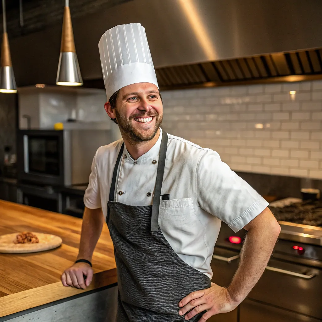 Photo of Matthew Jones smiling with a chef's hat